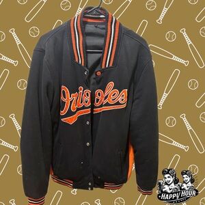 Vintage Baltimore Orioles Heavy Coat Large Bird On Back MLB Orange Black